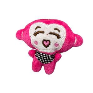 mini Cute Pink Plush Monkey Toy With Heart Face humor READ